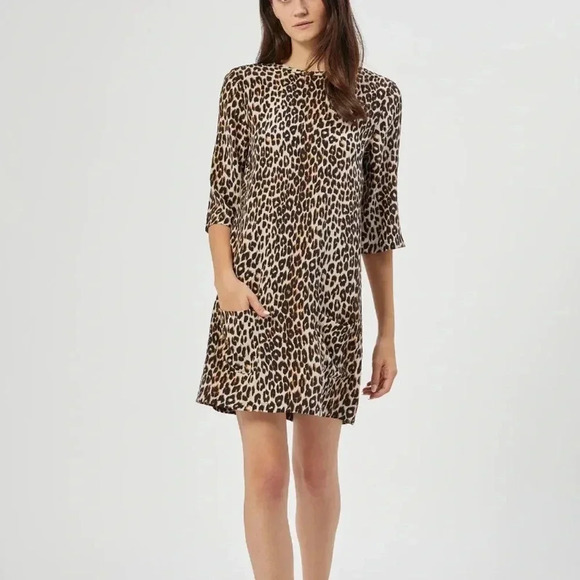 EQUIPMENT FEMME NEW Aubrey Leopard Print Silk Shift Dress XS - Picture 4 of 13